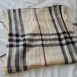 Plaid Beige and Black Scarf